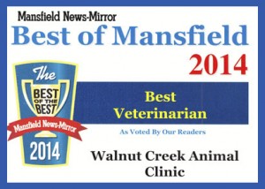 Walnut Creek Animal Hospital Best Veterinarian Mansfield Award